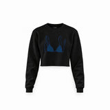 Navy Blue Bikini Crop Sweatshirt — Siyah — Ön baskı