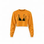Navy Blue Bikini Crop Sweatshirt — Turuncu — Ön baskı