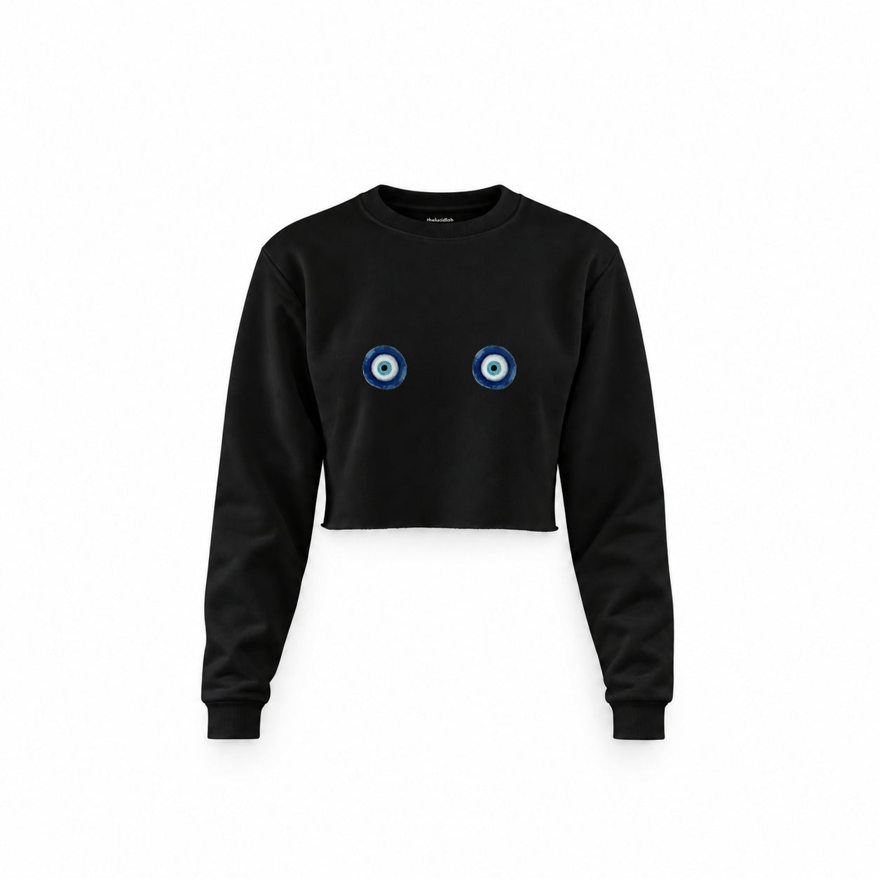 Nazar Crop Sweatshirt — Siyah — Ön baskı