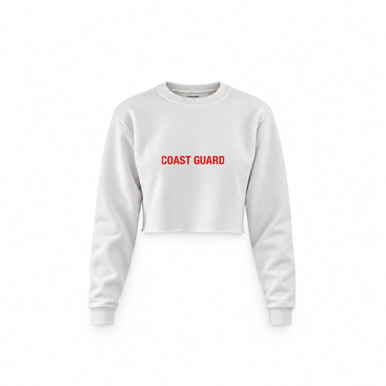Coast Guard Crop Sweatshirt — Beyaz — Ön baskı