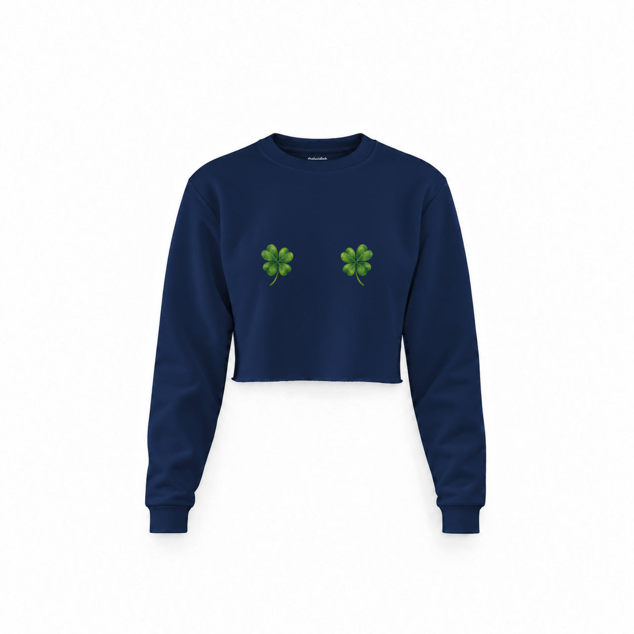 Lucky Twins Crop Sweatshirt — Lacivert — Ön baskı