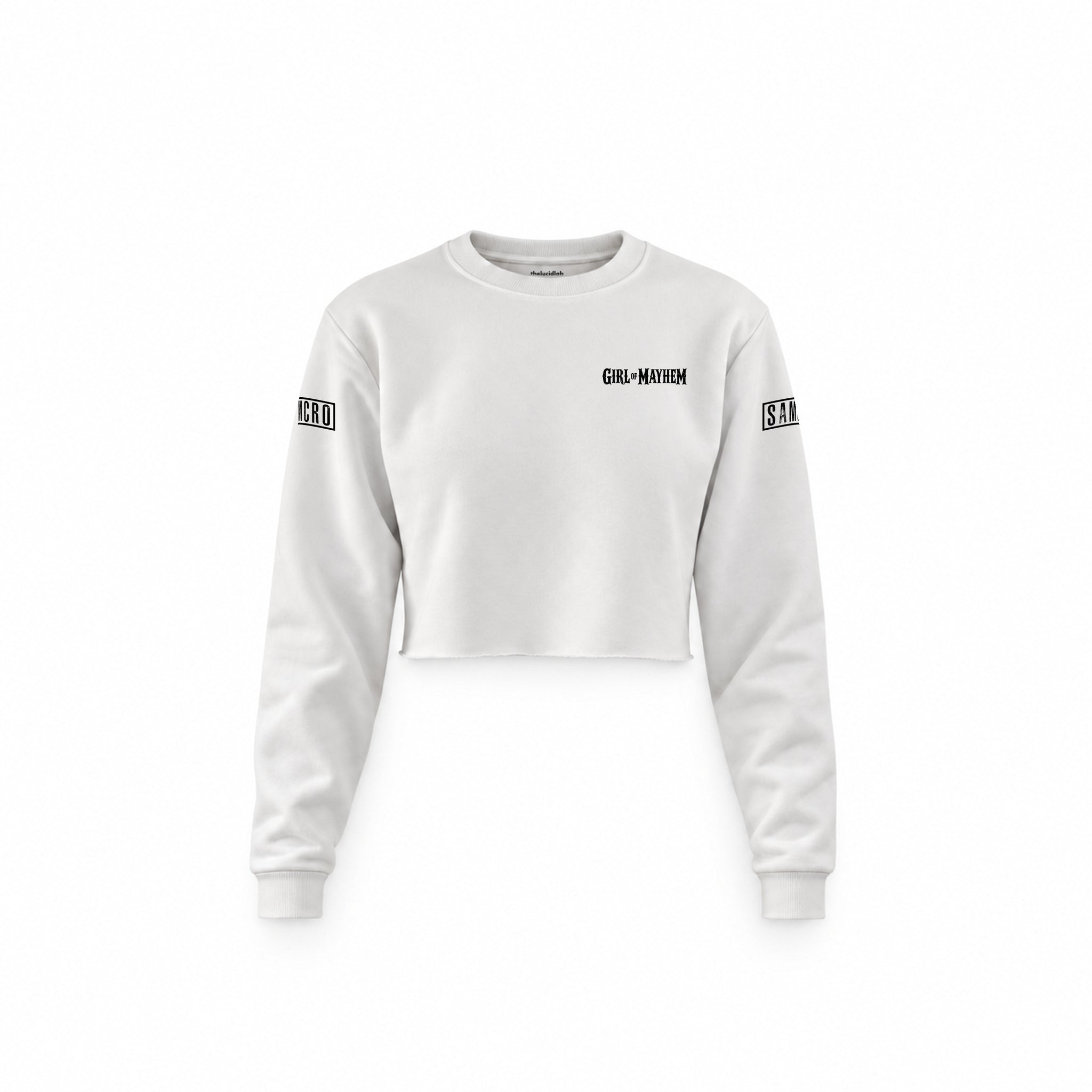 Sons Of Anarchy: Girl of Mayhem Crop Sweatshirt — Beyaz — Ön baskı