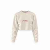 Always Real Crop Sweatshirt — Krem — Ön baskı