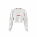 Stop Drinking Crop Sweatshirt — Beyaz — Ön baskı