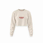 Stop Drinking Crop Sweatshirt — Krem — Ön baskı