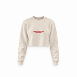 In My Head Crop Sweatshirt — Krem — Ön baskı