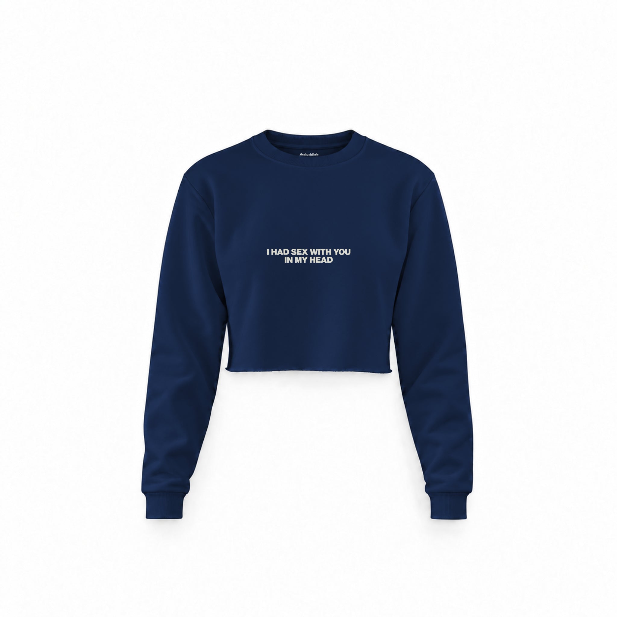 In My Head Crop Sweatshirt — Lacivert — Ön baskı