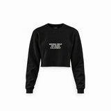 Burn Calories Crop Sweatshirt — Siyah — Ön baskı