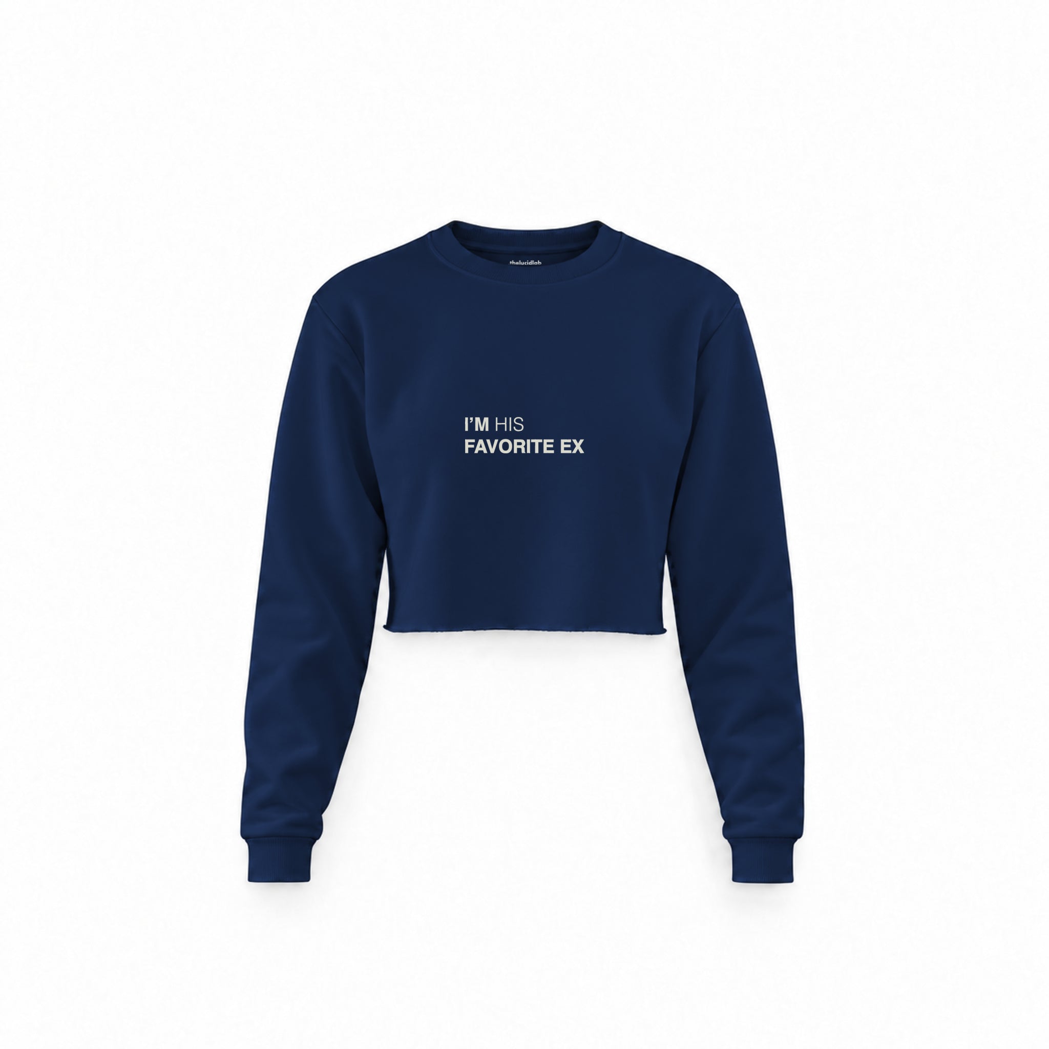 His Favorite Ex Crop Sweatshirt — Lacivert — Ön baskı