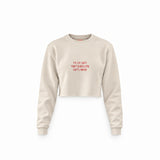 Even Life Gets Hard Crop Sweatshirt — Krem — Ön baskı