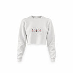 Christmas Kitty Parade Crop Sweatshirt — Beyaz — Ön baskı