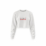 Christmas Stocking Cats Crop Sweatshirt — Beyaz — Ön baskı