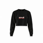 Christmas Stocking Cats Crop Sweatshirt — Siyah — Ön baskı