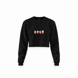 Christmas Stocking Cats Crop Sweatshirt — Siyah — Ön baskı
