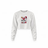 Hot Mess Crop Sweatshirt — Beyaz — Ön baskı
