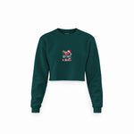 Hot Mess Crop Sweatshirt — Koyu Yeşil — Ön baskı