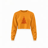 Iconic Christmas Tree Crop Sweatshirt — Turuncu — Ön baskı