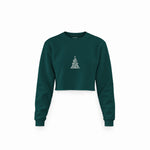 Iconic Christmas Tree Crop Sweatshirt — Koyu Yeşil — Ön baskı