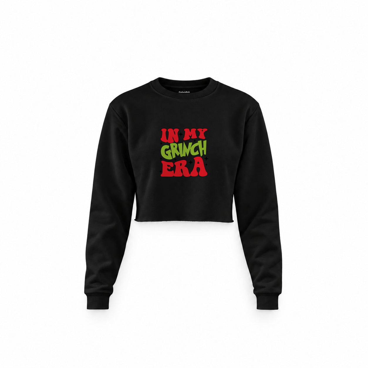 Grinch Era Crop Sweatshirt — Siyah — Ön baskı