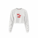Ho Ho Ho Crop Sweatshirt — Beyaz — Ön baskı
