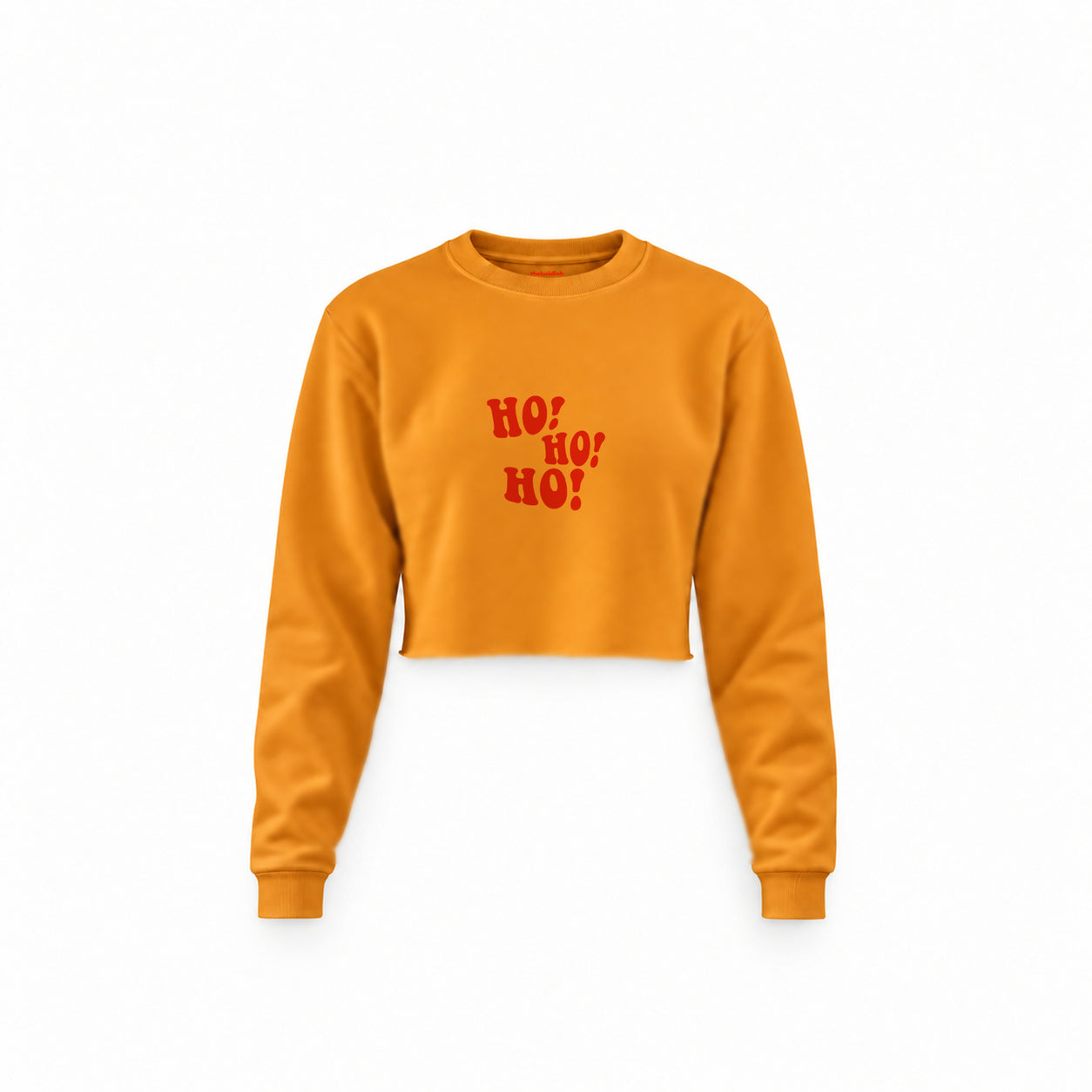 Ho Ho Ho Crop Sweatshirt — Turuncu — Ön baskı