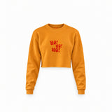Ho Ho Ho Crop Sweatshirt — Turuncu — Ön baskı