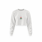 Merry Cat Moments Crop Sweatshirt — Beyaz — Ön baskı