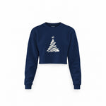 Minimal Christmas Tree Crop Sweatshirt — Lacivert — Ön baskı
