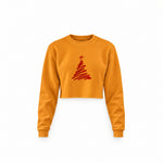 Minimal Christmas Tree Crop Sweatshirt — Turuncu — Ön baskı