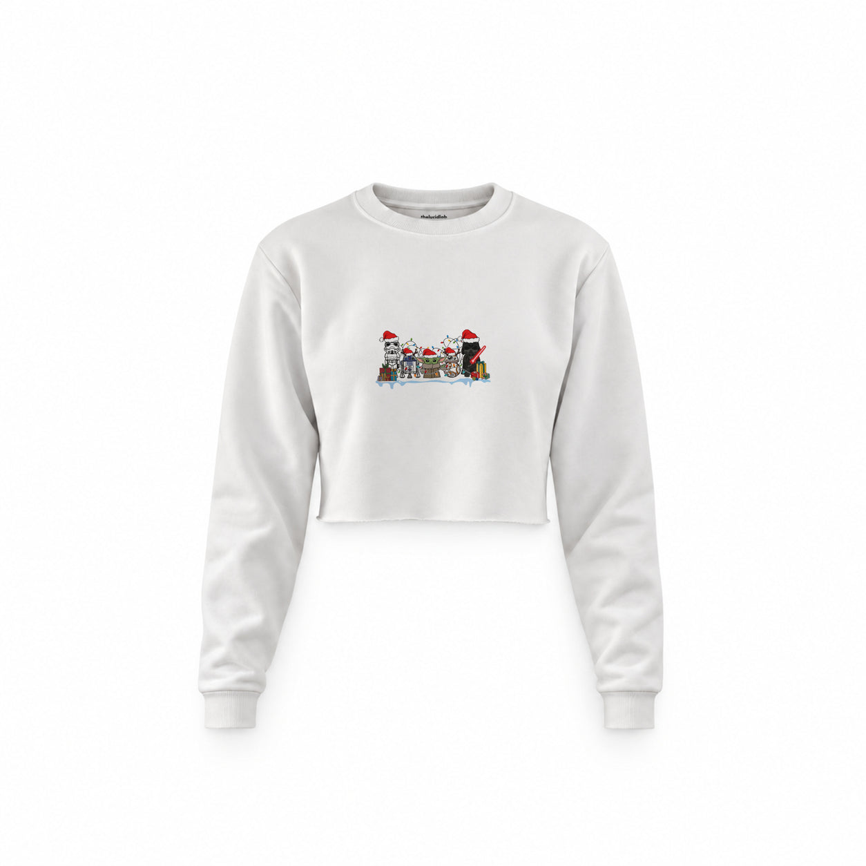 Star Wars Christmas Crew Crop Sweatshirt — Beyaz — Ön baskı