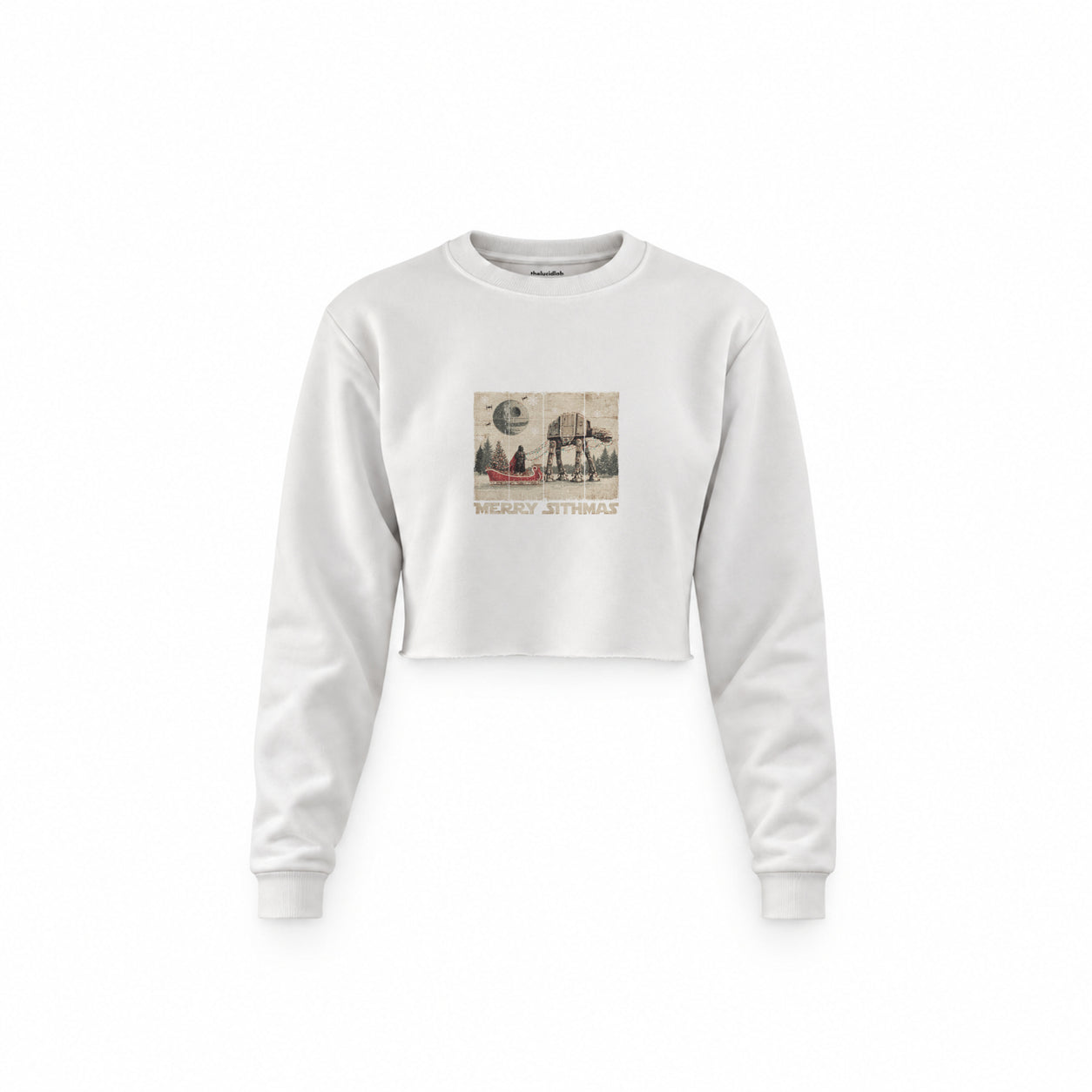 Star Wars Merry Sithmas Vintage Crop Sweatshirt — Beyaz — Ön baskı