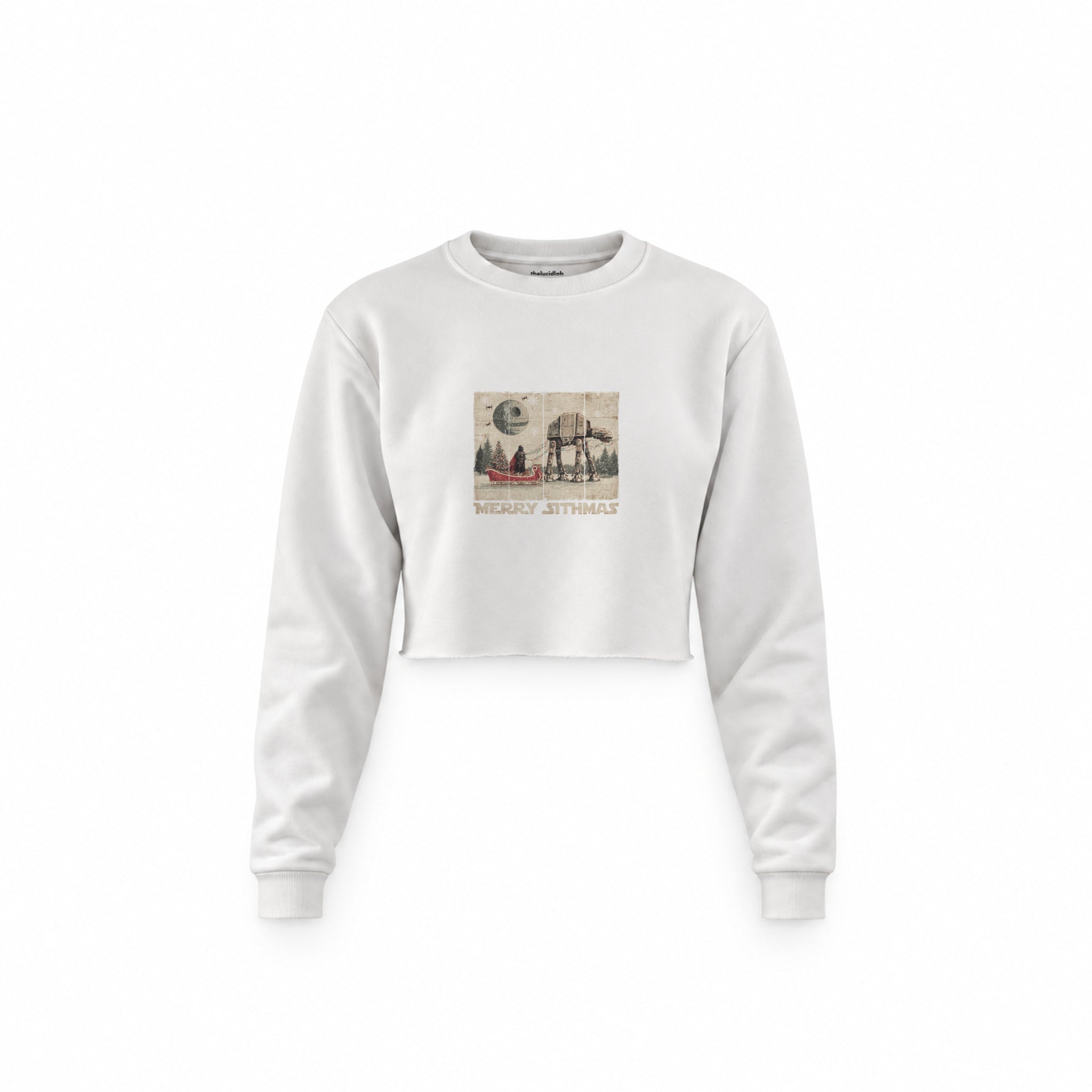 Star Wars Merry Sithmas Vintage Crop Sweatshirt — Beyaz — Ön baskı