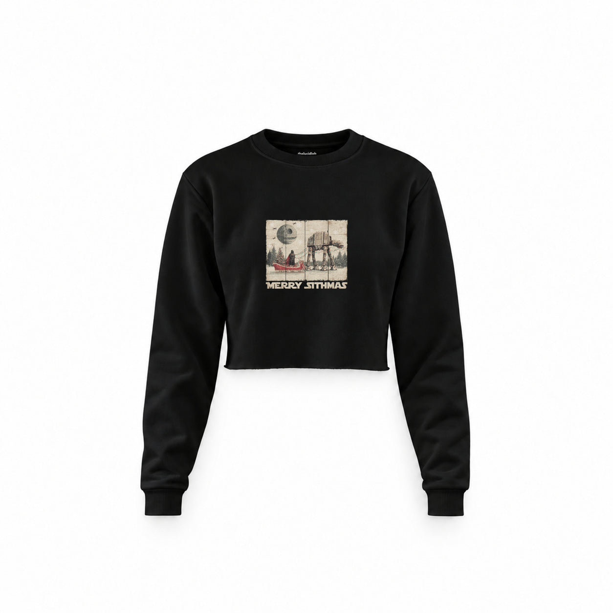 Star Wars Merry Sithmas Vintage Crop Sweatshirt — Siyah — Ön baskı