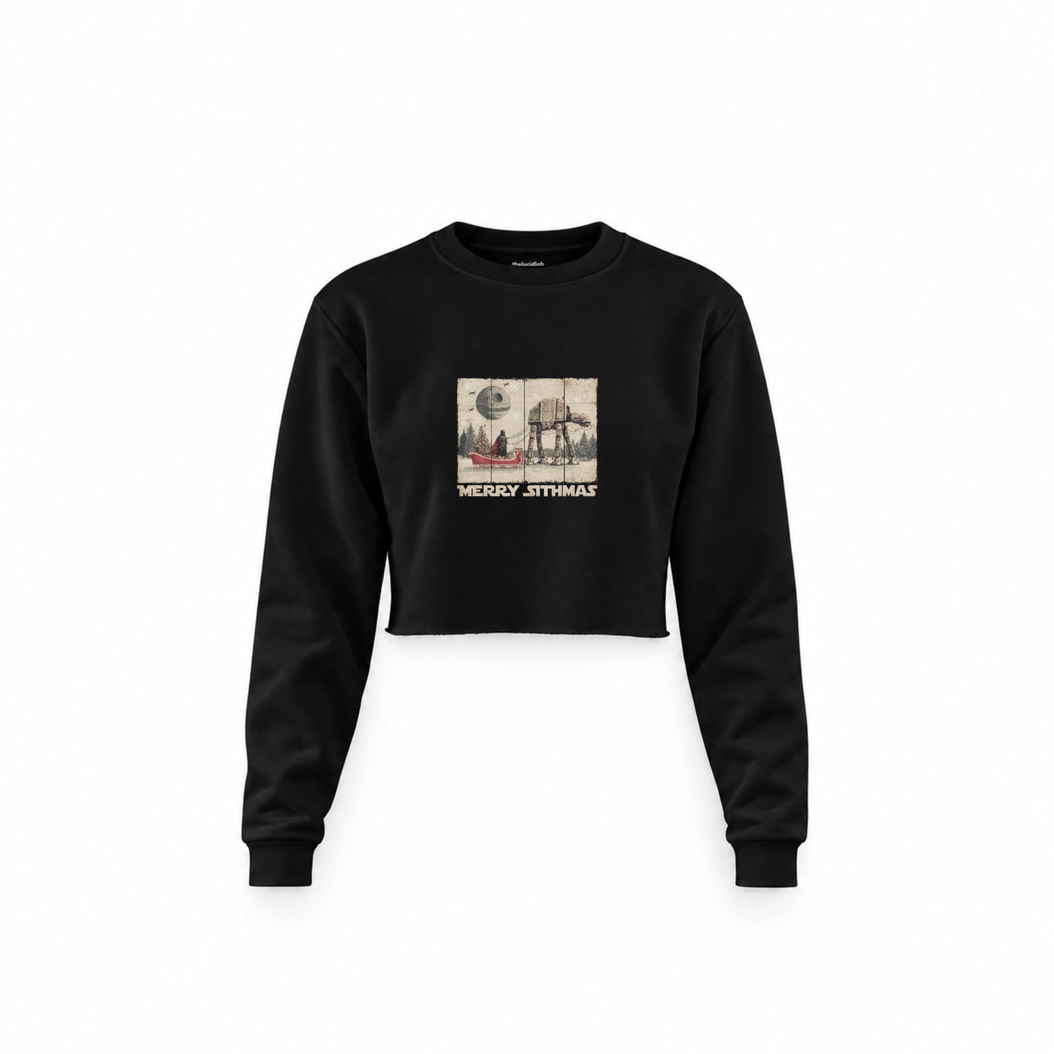 Star Wars Merry Sithmas Vintage Crop Sweatshirt — Siyah — Ön baskı