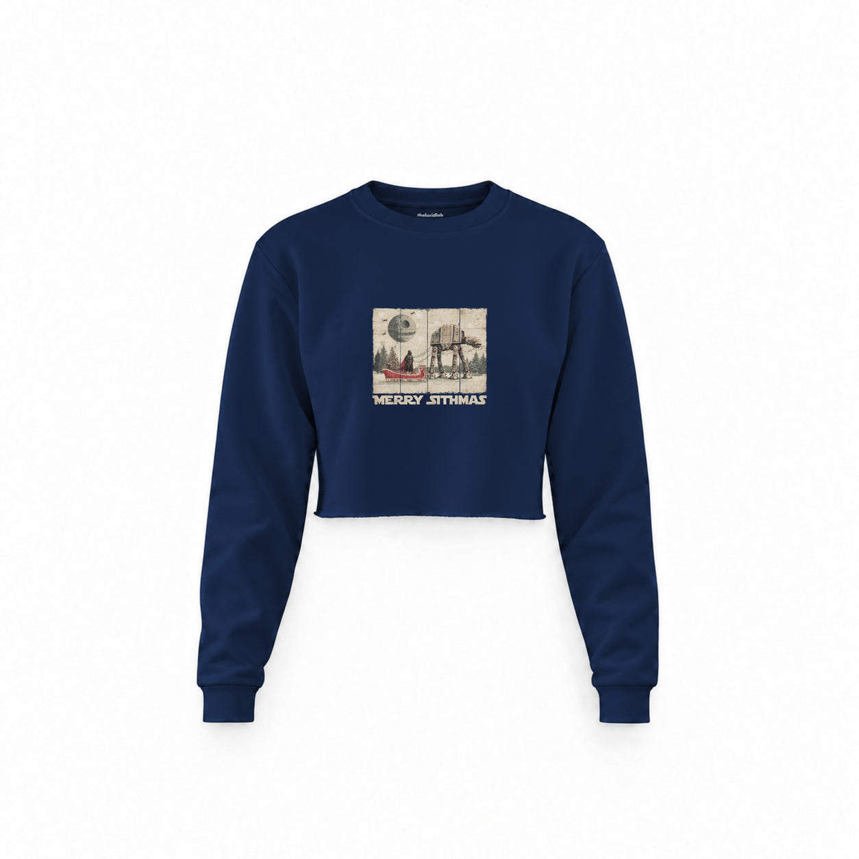 Star Wars Merry Sithmas Vintage Crop Sweatshirt — Lacivert — Ön baskı