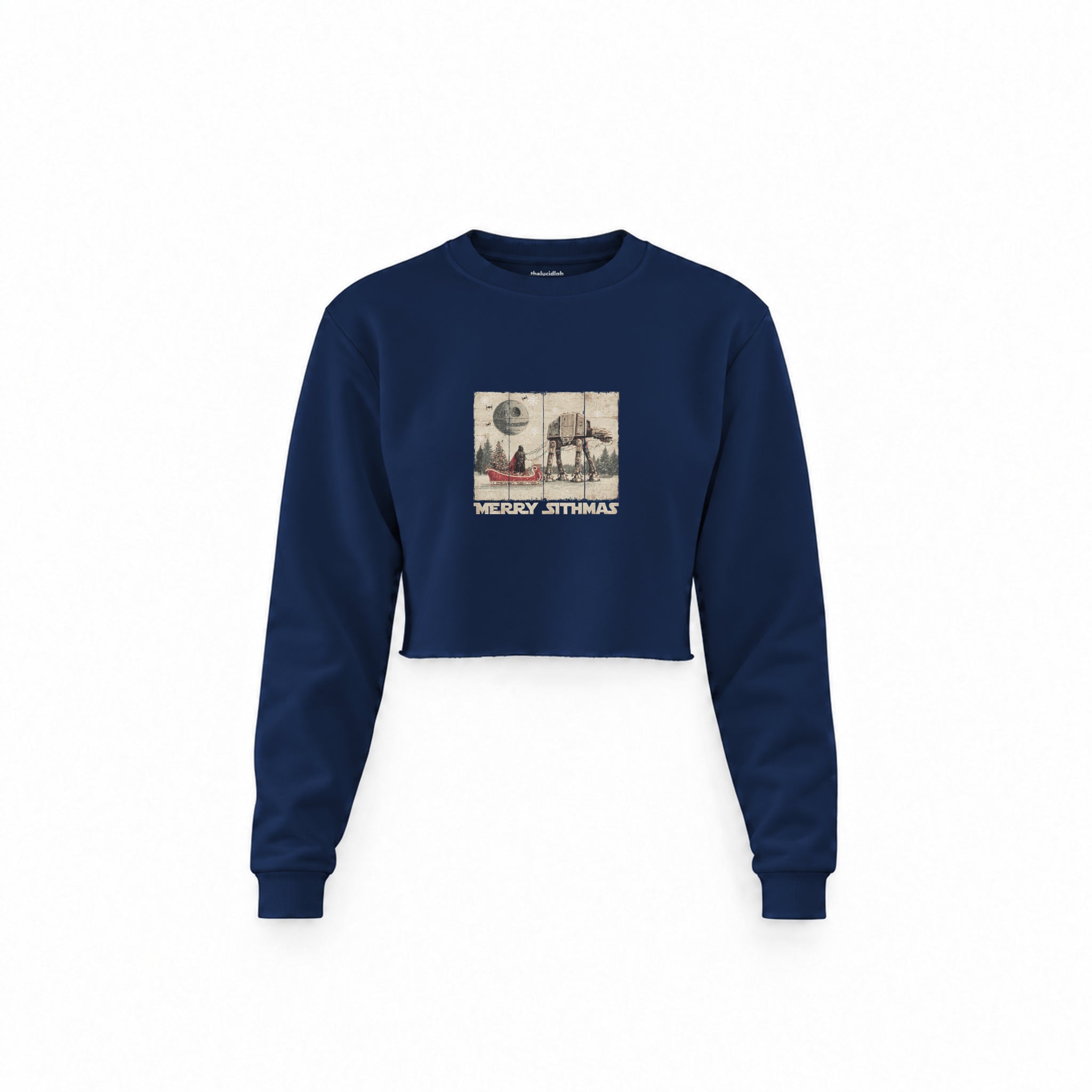 Star Wars Merry Sithmas Vintage Crop Sweatshirt — Lacivert — Ön baskı