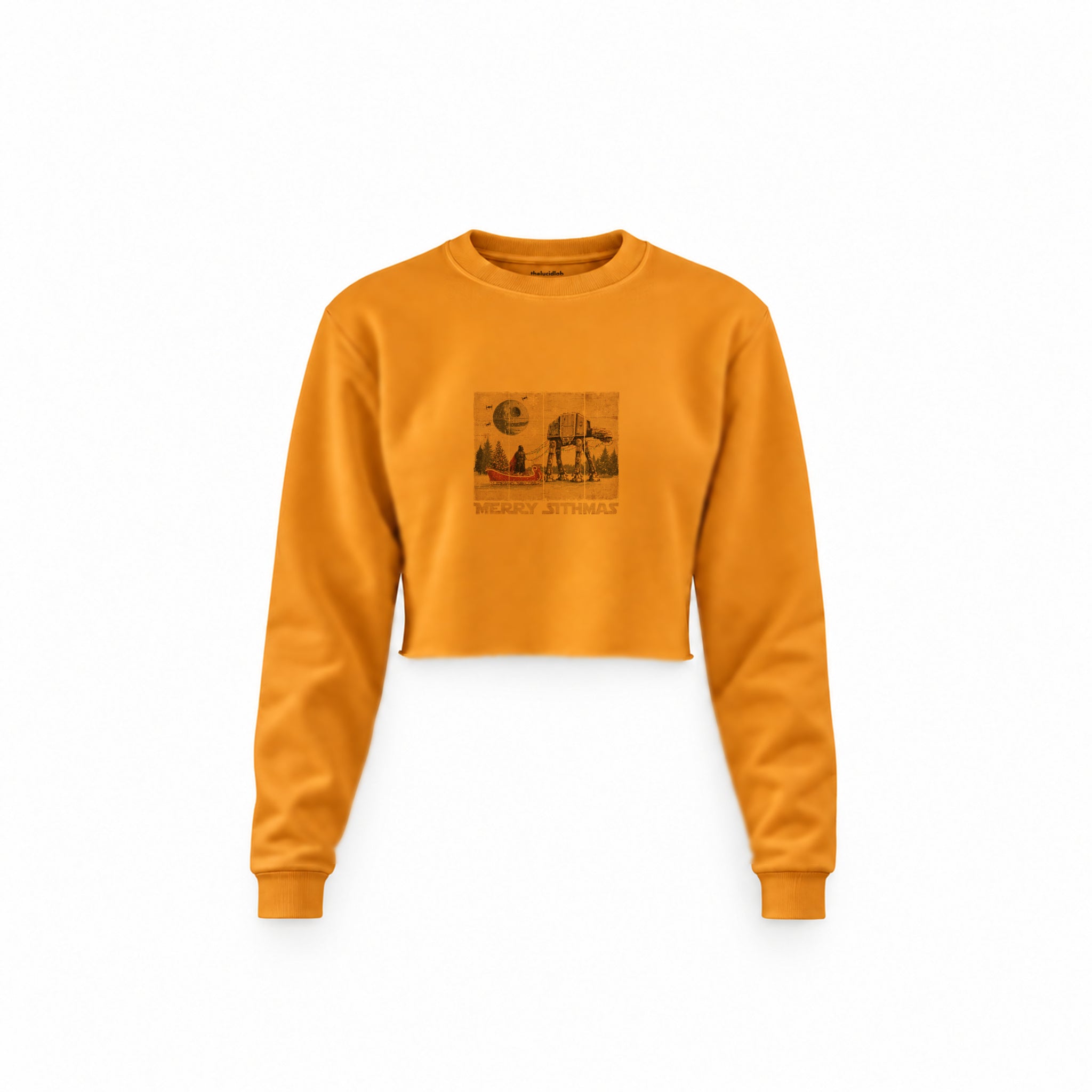Star Wars Merry Sithmas Vintage Crop Sweatshirt — Turuncu — Ön baskı