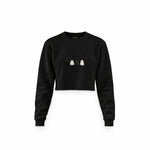 Twinkle Puffy Cats Crop Sweatshirt — Siyah — Ön baskı
