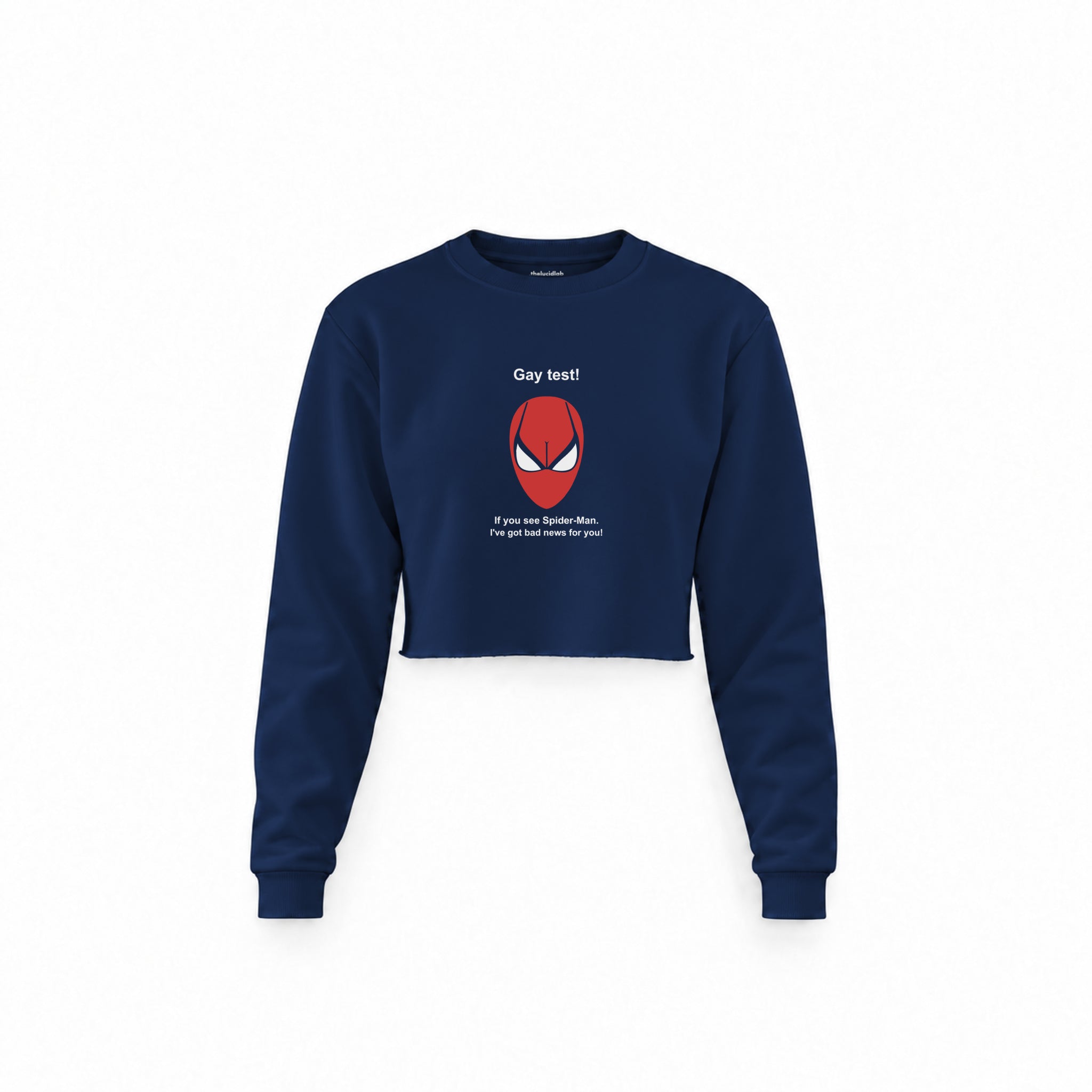 Gay Test - Spider-Man Crop Sweatshirt — Lacivert — Ön baskı