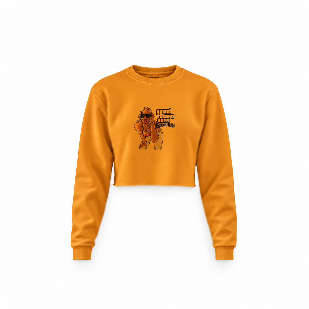 GTA San Andreas Crop Sweatshirt — Turuncu — Ön baskı
