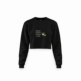 1 Tequila 2 Tequila Crop Sweatshirt — Siyah — Ön baskı