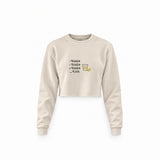 1 Tequila 2 Tequila Crop Sweatshirt — Krem — Ön baskı