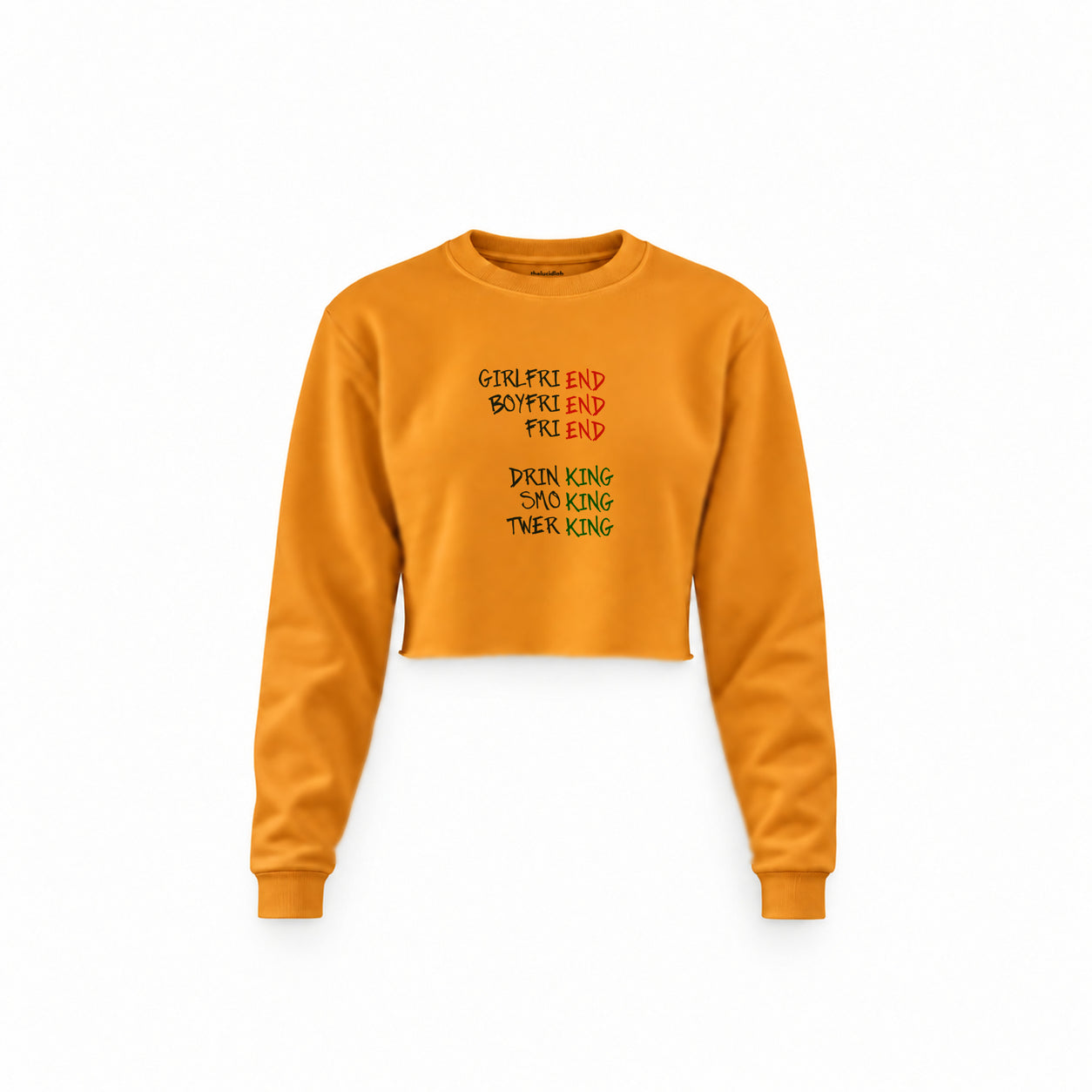 End And King Crop Sweatshirt — Turuncu — Ön baskı