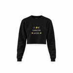I Love Squeezing Lemons Crop Sweatshirt — Siyah — Ön baskı