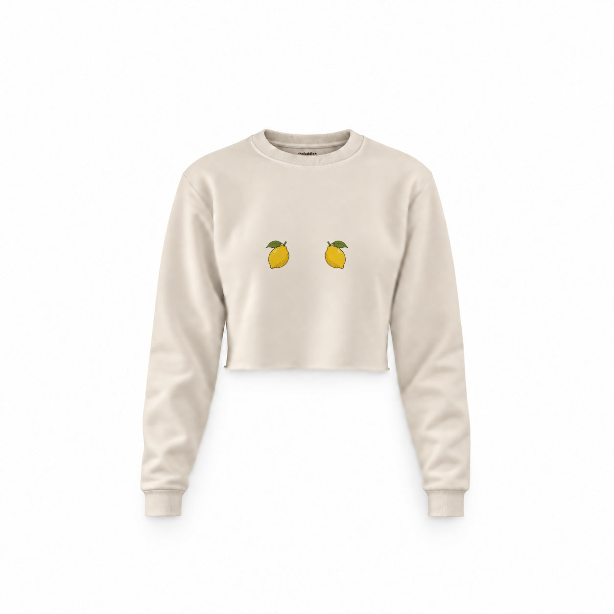 Squeeze Me Crop Sweatshirt — Krem — Ön baskı