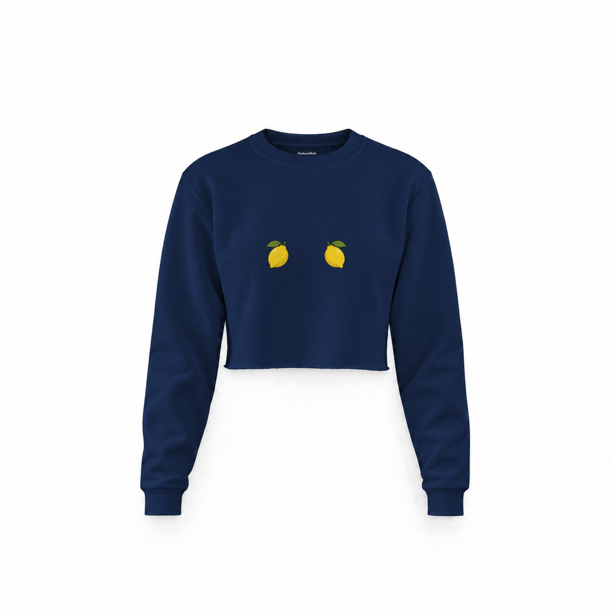Squeeze Me Crop Sweatshirt — Lacivert — Ön baskı