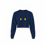 Squeeze Me Crop Sweatshirt — Lacivert — Ön baskı