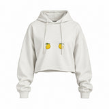 Squeeze Me Oversize Crop Hoodie — Beyaz — Ön baskı