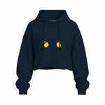 Squeeze Me Oversize Crop Hoodie — Lacivert — Ön baskı