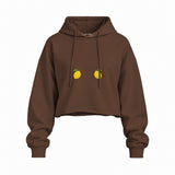 Squeeze Me Oversize Crop Hoodie — Kahverengi — Ön baskı